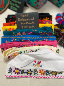 Headbands, embroidered fabric