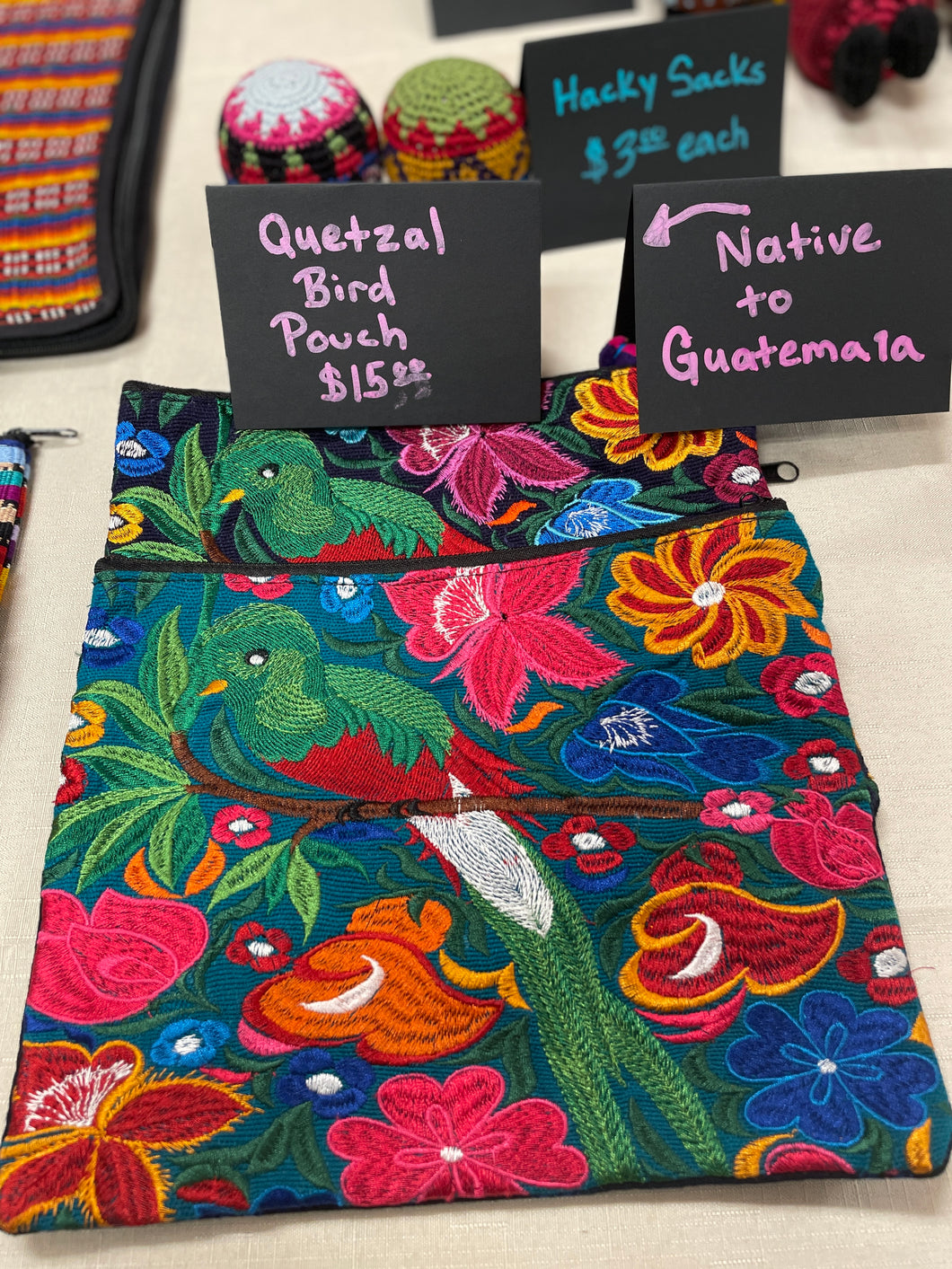 Quetzal bird pouch