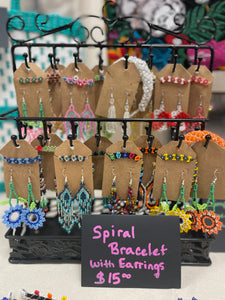 Set, Spiral bracelet with Earrings