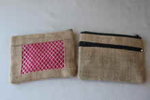 Load image into Gallery viewer, Burlap Embroidered Coin Pouch